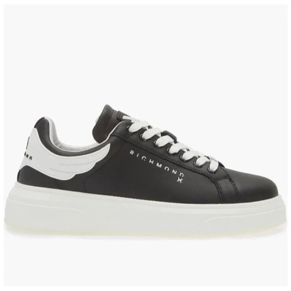 John Richmond 20007 CP Sneakers Low Platform Casual Leather Black Men’s Sz 6 - Picture 1 of 14